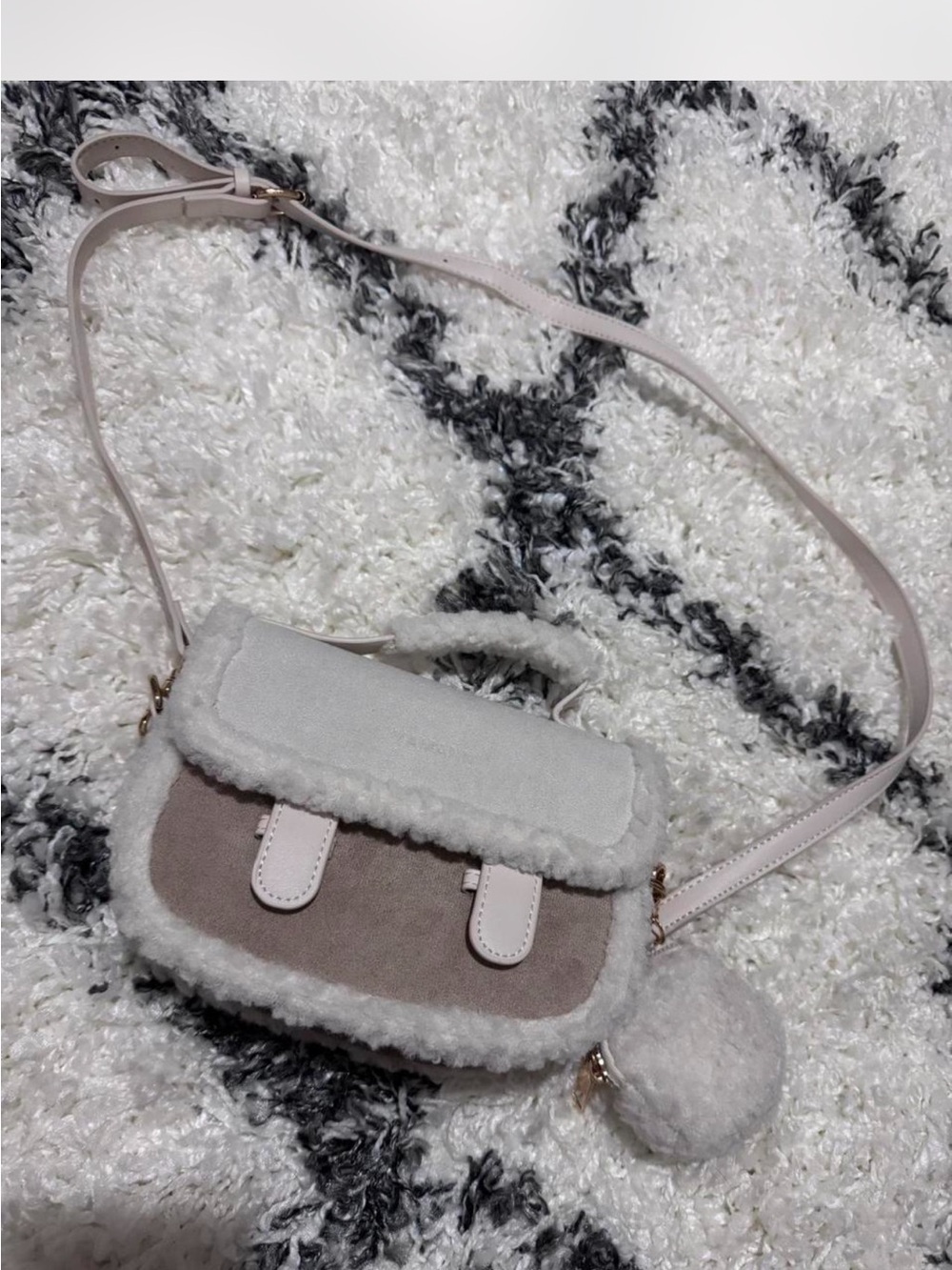 Plush Shearling Crossbody Bag